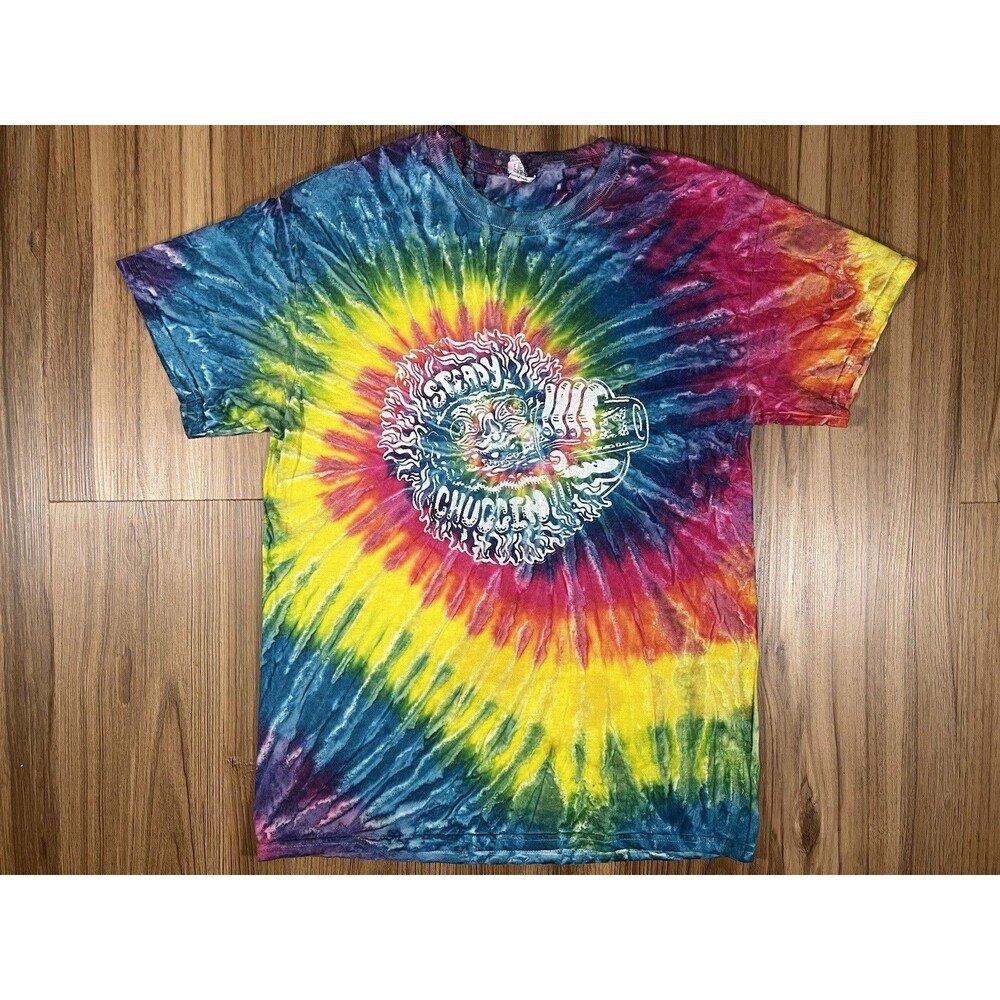 Steady Chuggin Gildan Tie-Dye Short Sleeve Tee- Shirt Multicolor 100% Cotton